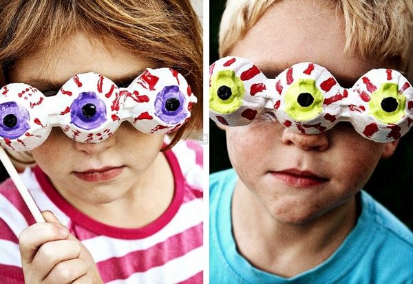 Disfraces infantiles caseros: Ojos de monstruo con cartones de huevos